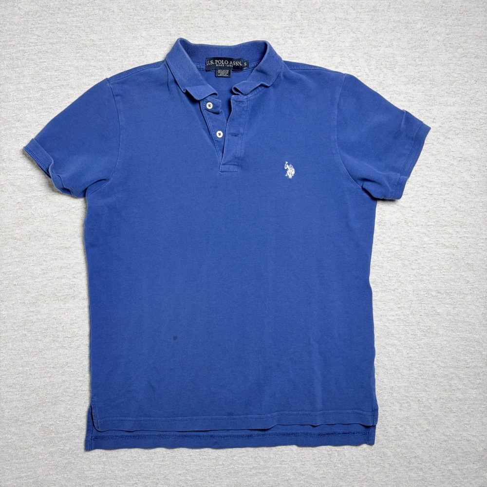 U.S. Polo Assn Mens Polo Shirt Small Blue Short Sleeve Pique Cotton Classic Logo